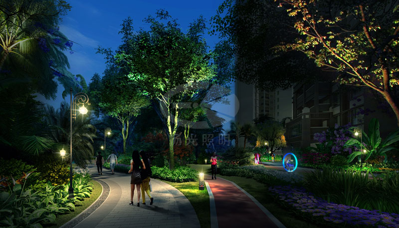 小區道路夜景環境照明設計效果圖